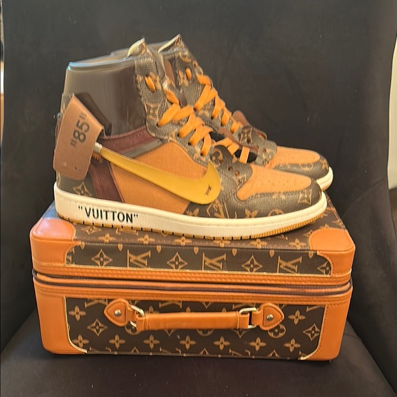 Louis Vuitton Orange and Brown Monogram Sneakers - Picture 1 of 12